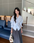Twist-Front Tie-Back Blouse