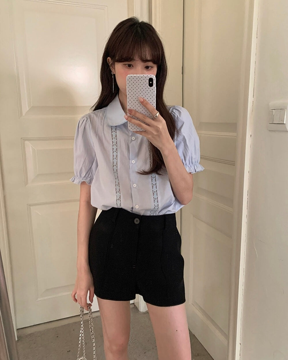 Lace Detail Peter Pan Blouse