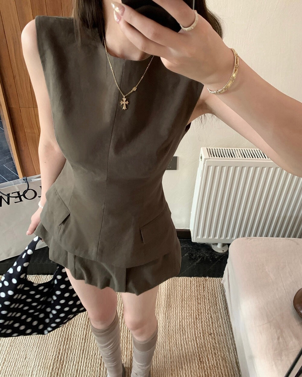 Sleeveless Peplum Top & Skort Set
