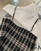 Plaid Shirred Slip Dress