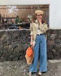 Cropped Wide-Leg Straight Jeans (With Belt)