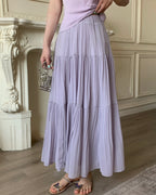 Layered Chiffon Pleated Maxi Skirt