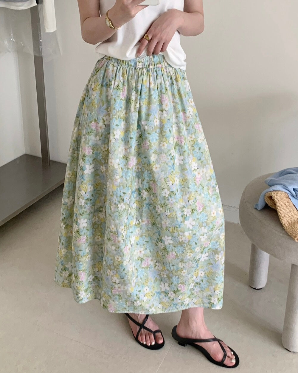 Floral Pocket Midi Skirt