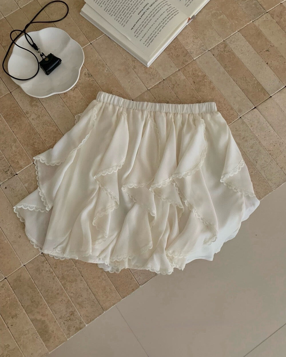 Lace Trimmed Ruffle Cake Skirt
