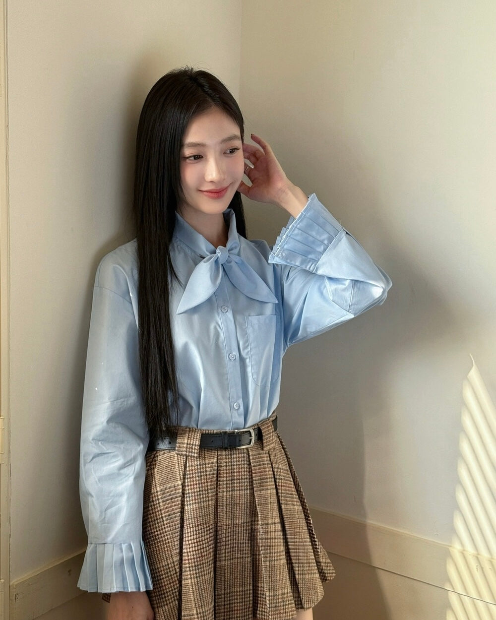 Ribbon Tie-Neck Blouse
