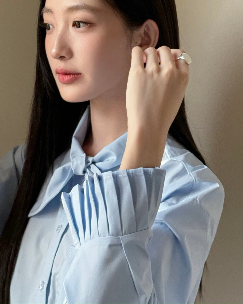 Ribbon Tie-Neck Blouse