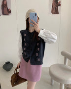 Layered Knit Vest Blouse