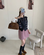Layered Knit Vest Blouse
