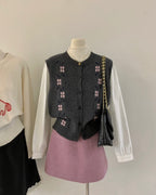 Layered Knit Vest Blouse