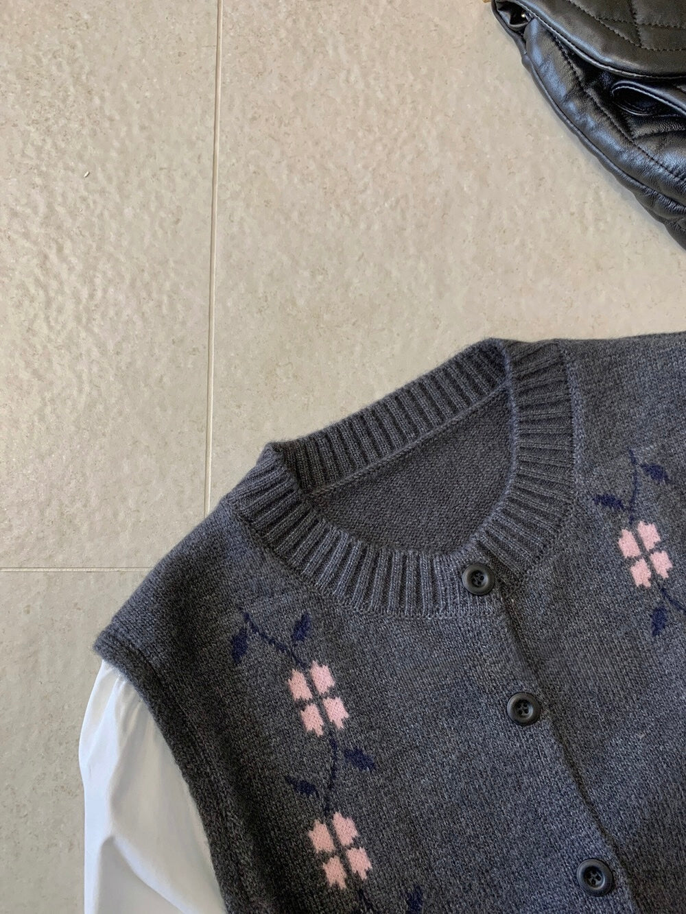 Layered Knit Vest Blouse