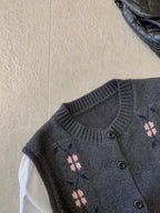 Layered Knit Vest Blouse