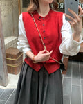 Layered Knit Vest Blouse