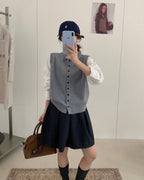 Layered Knit Vest Blouse