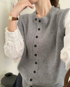 Layered Knit Vest Blouse
