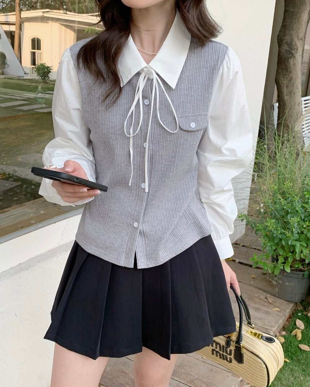 Ribbon Layered Blouse