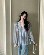 Ethereal Lace Blouse & Camisole Set