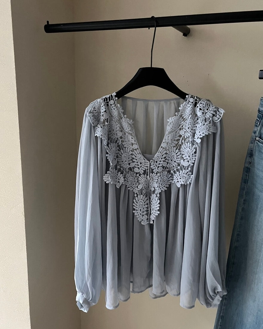 Ethereal Lace Blouse & Camisole Set