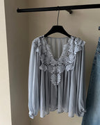 Ethereal Lace Blouse & Camisole Set