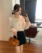 Elegant Lace Ruffle Neck Blouse