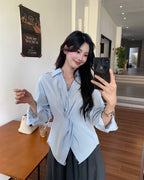 Twist-Front Tie-Back Blouse