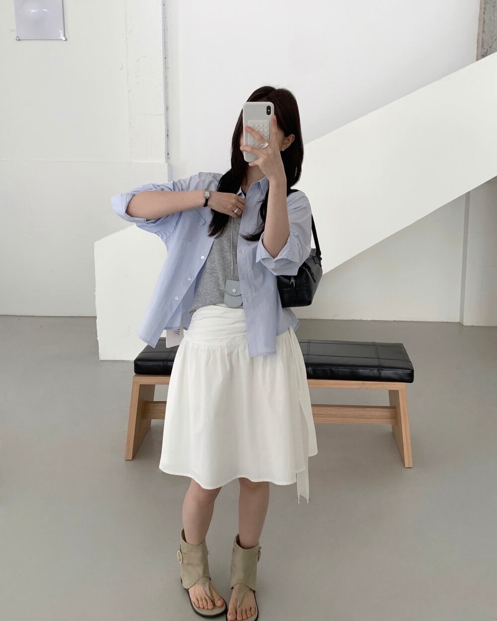 Layered Shirt & Knit Tank Set