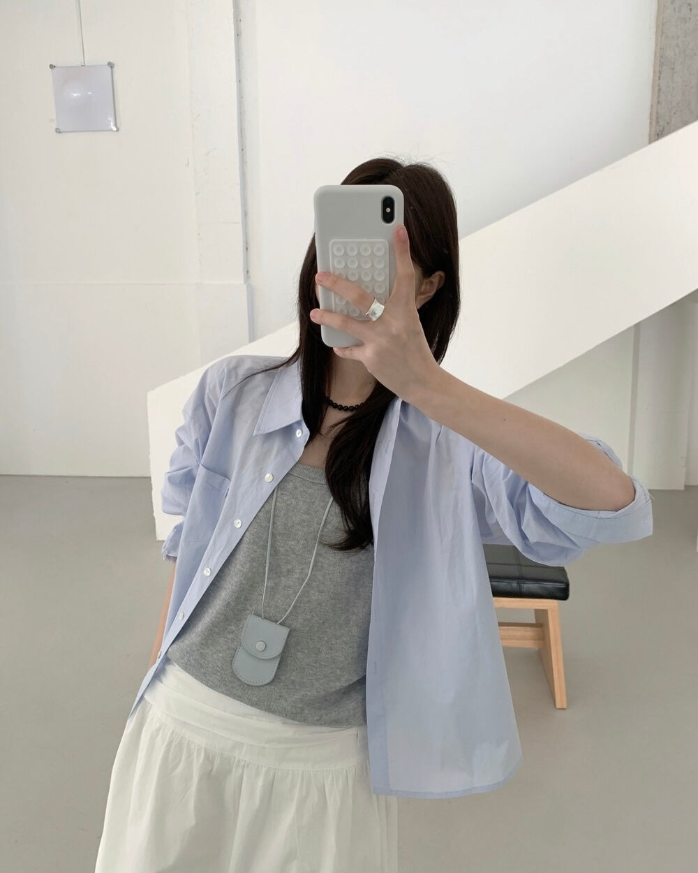 Layered Shirt & Knit Tank Set