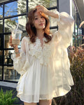 Vintage Lace Collar Blouse & Camisole Set