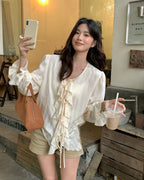 Ruffled Tie-Front Blouse