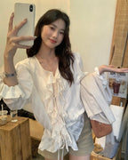 Ruffled Tie-Front Blouse