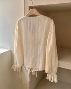 Ruffled Tie-Front Blouse