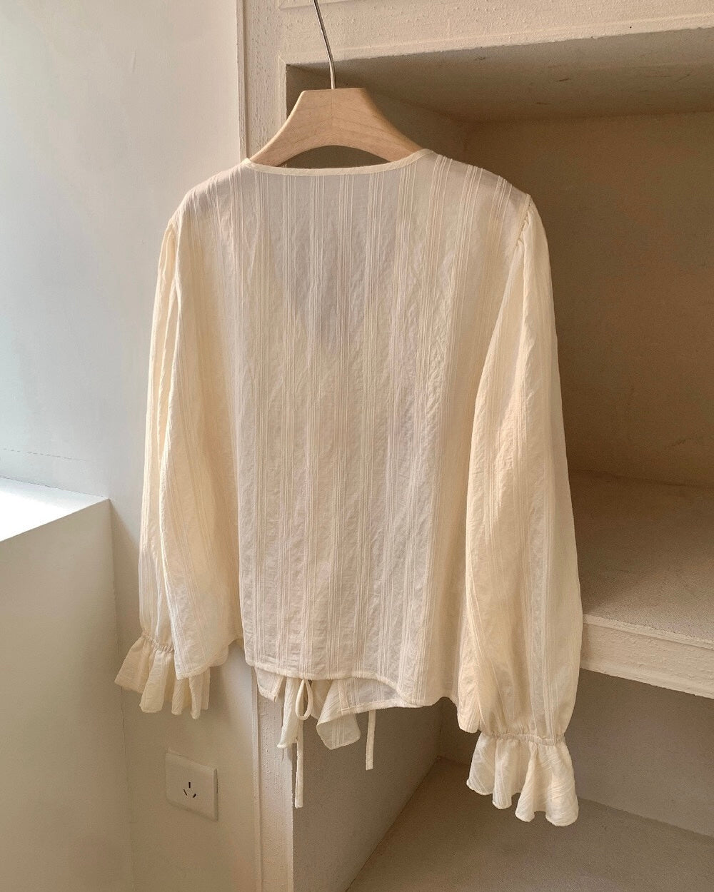 Ruffled Tie-Front Blouse