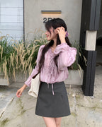 Ruffled Tie-Neck Blouse