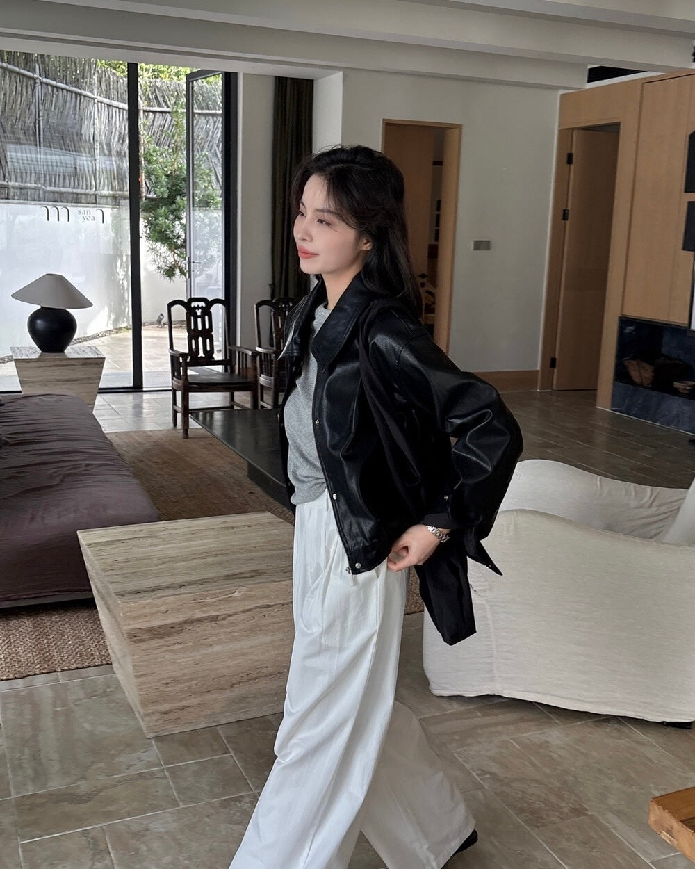 Oversized Faux Leather Jacket