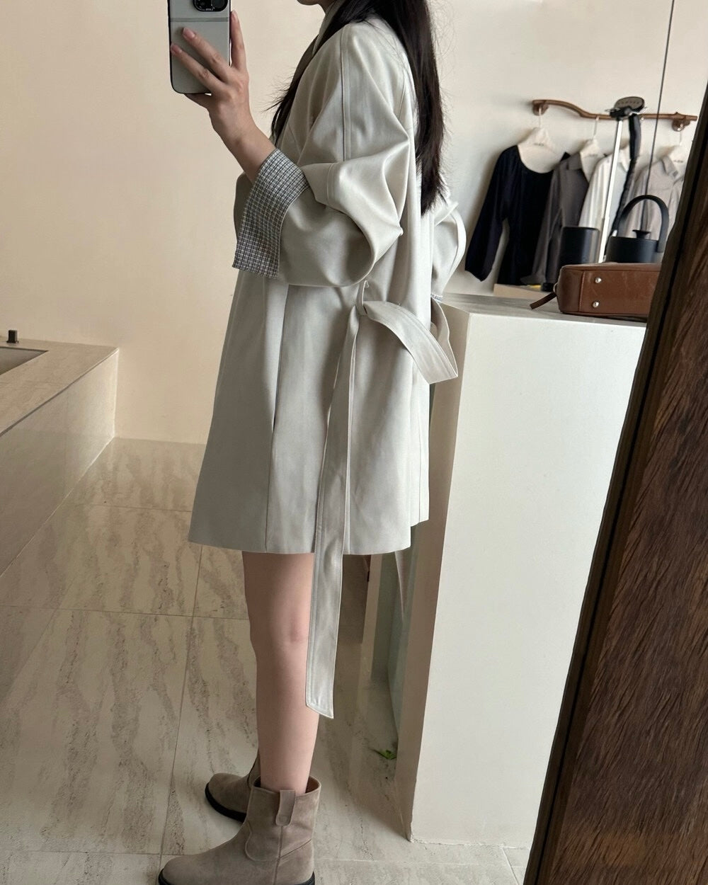 Draped Trench Coat