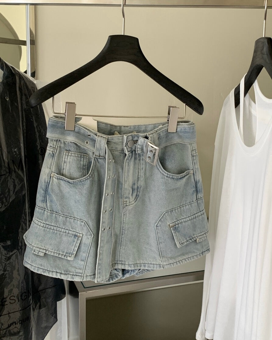 Cargo Denim Skort