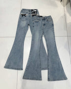Stretch Bow Flared Jeans