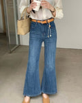 Cropped Flared Jeans (With Belt)