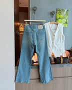 Cropped Embroidered Flared Jeans