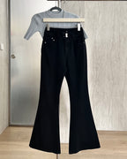 Stretch Double-Button Flared Jeans