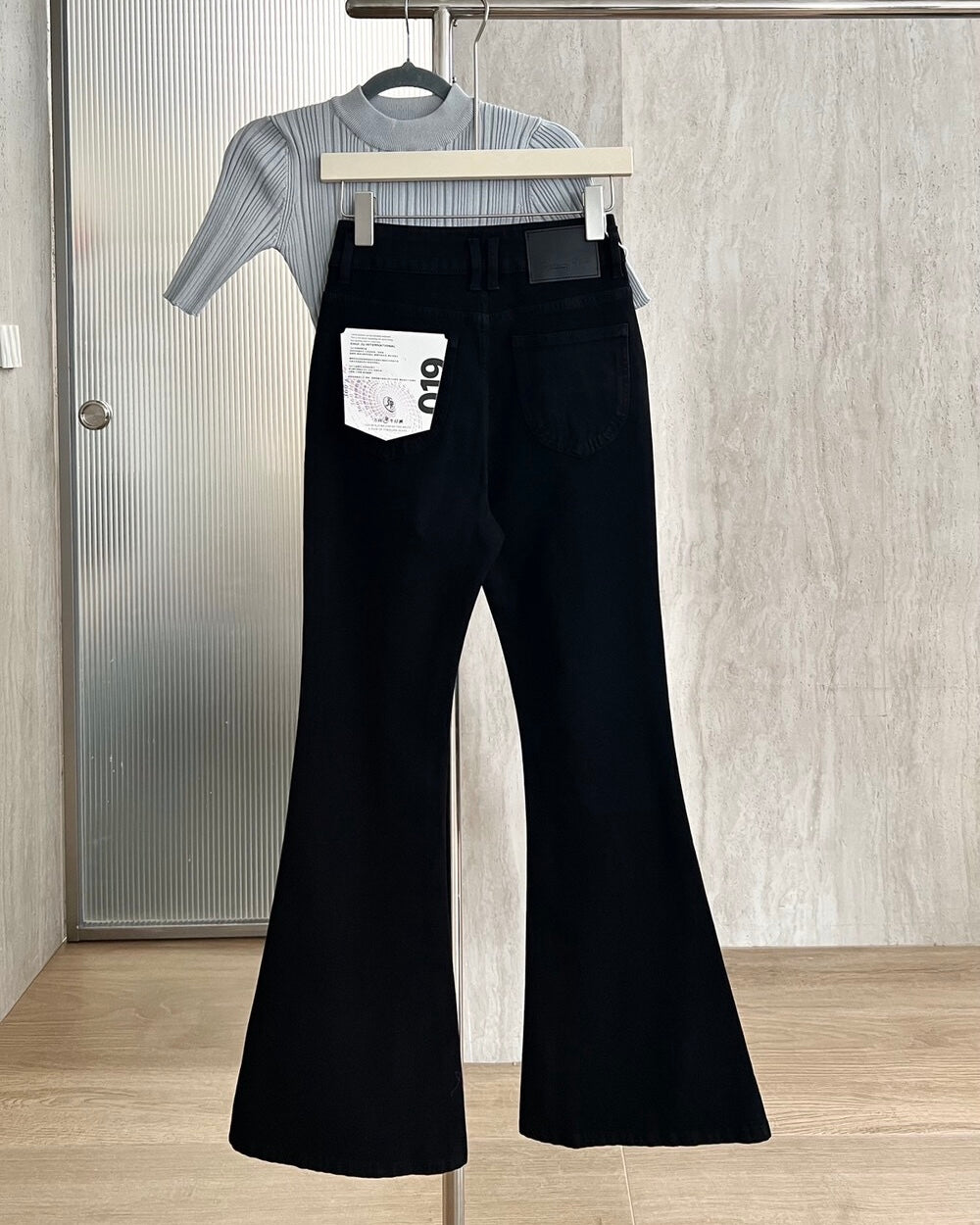 Stretch Double-Button Flared Jeans