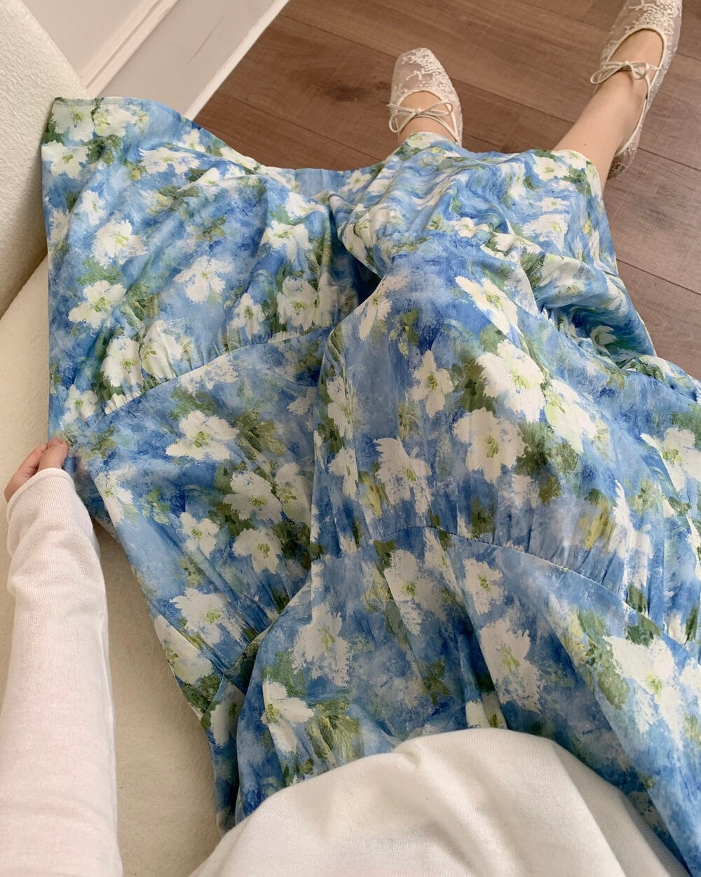 Oil Painting Pocket Midi Skirt