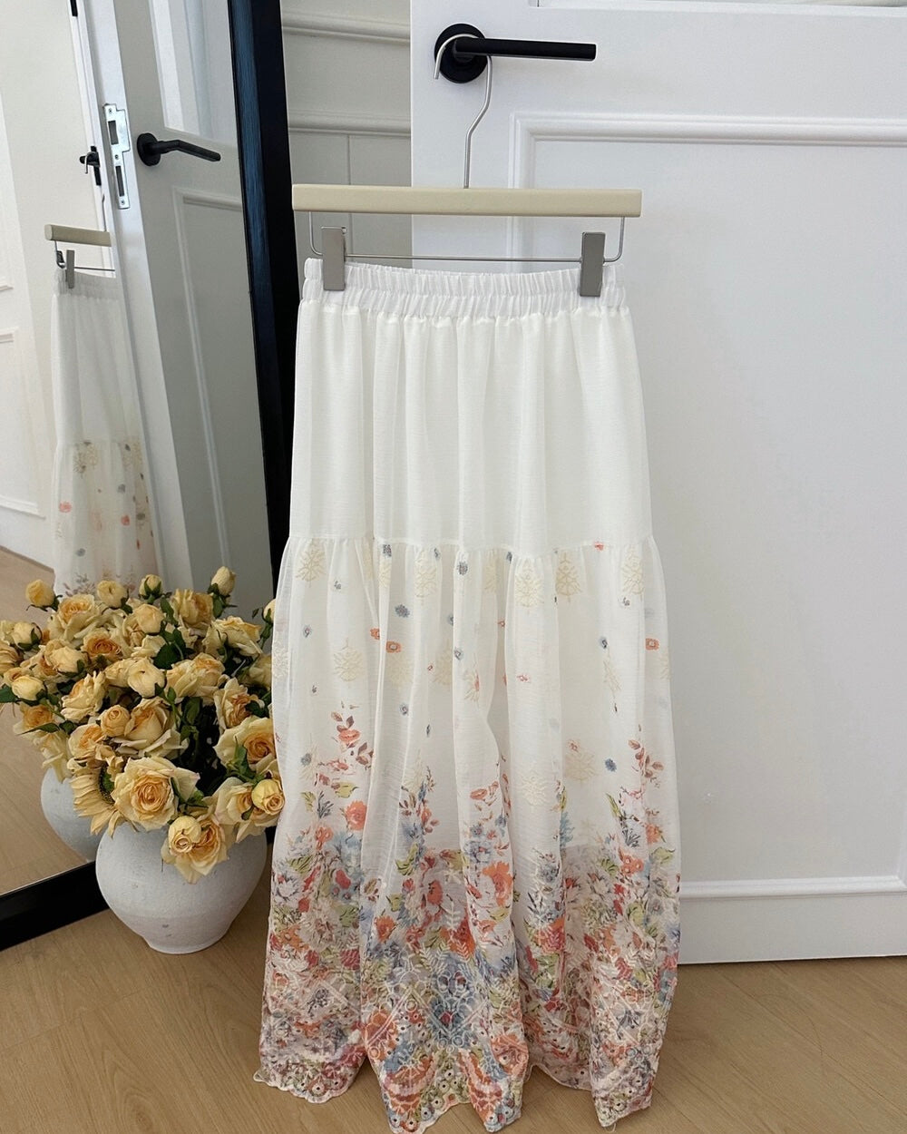 Floral Embroidered Maxi Skirt