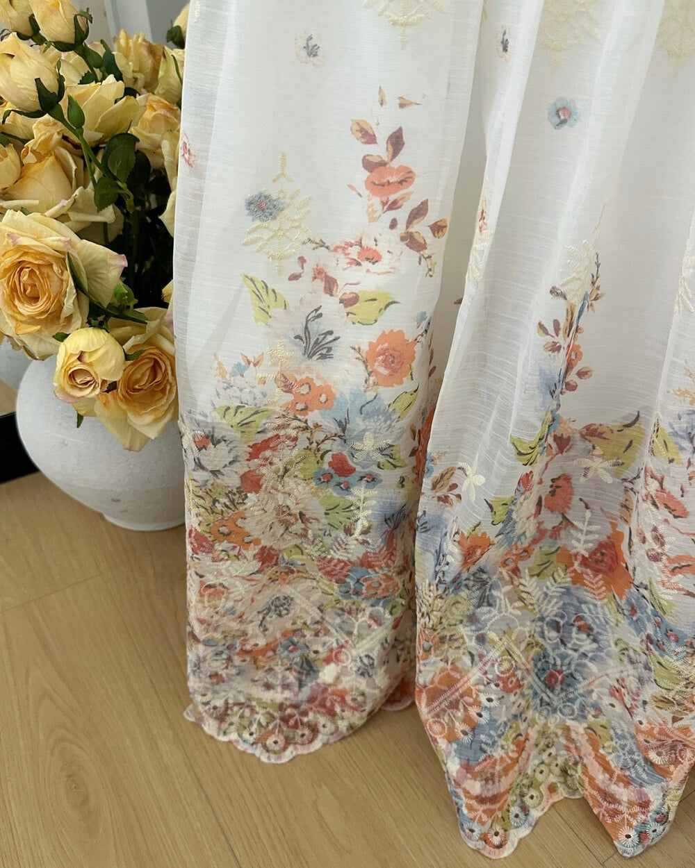 Floral Embroidered Maxi Skirt