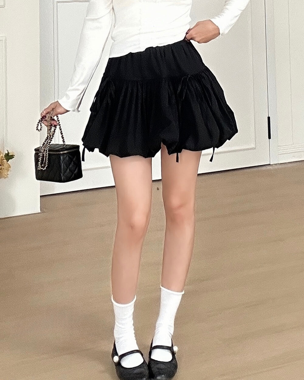 Bow Detail Bubble Mini Skirt