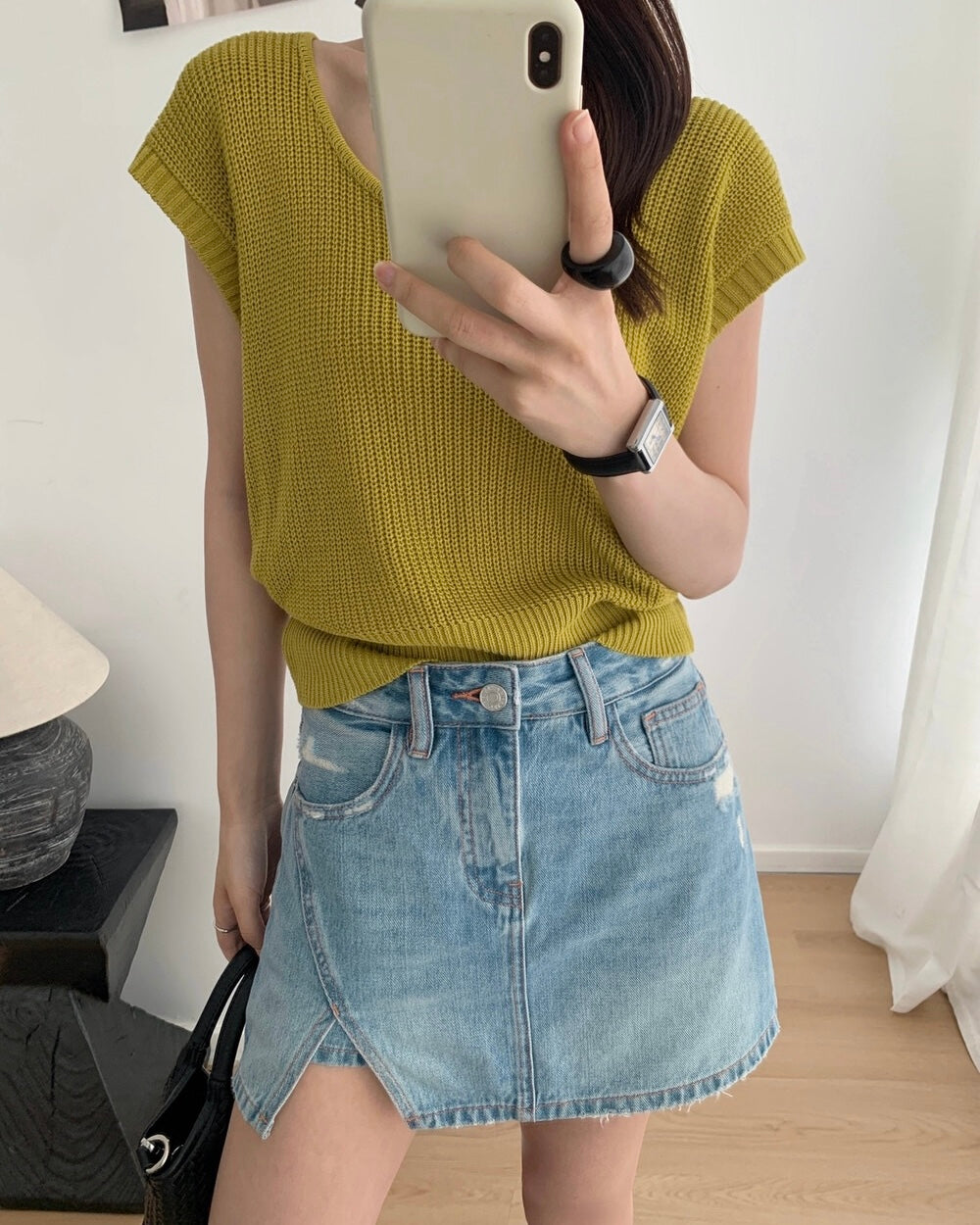 Asymmetric Denim Skort