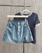 Asymmetric Denim Skort