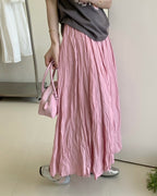Textured Pleated Midi Skirt