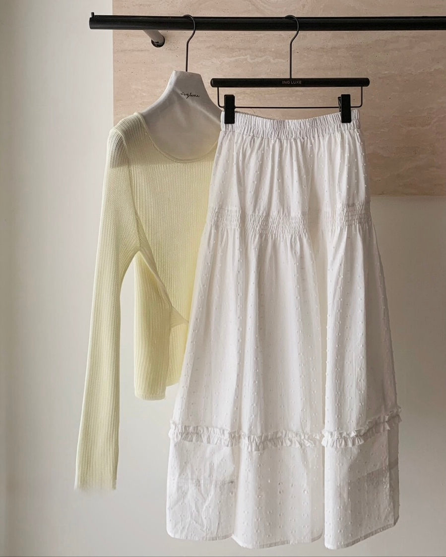 Textured Tiered Midi Skirt