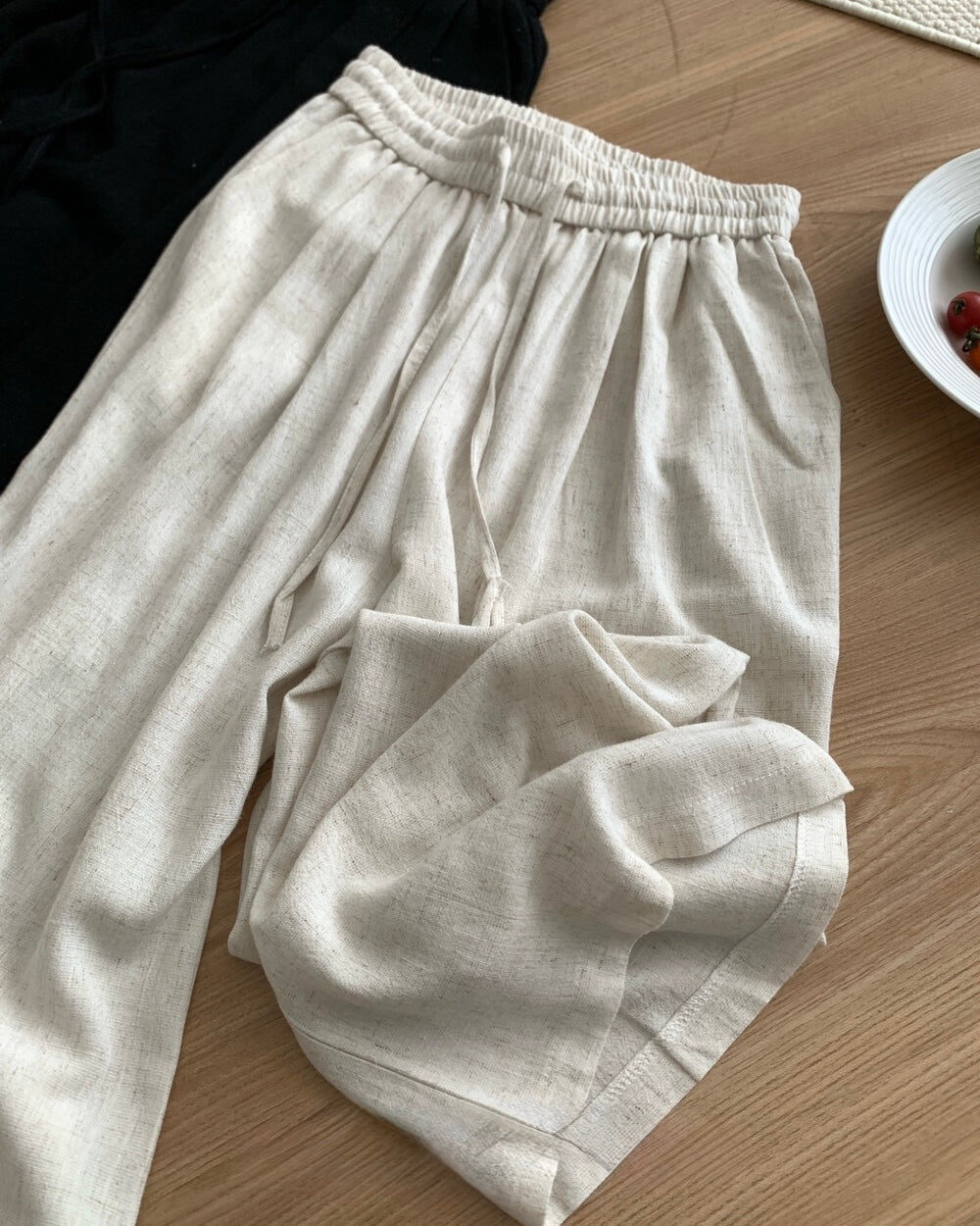 Cotton Linen Wide-Leg Pants