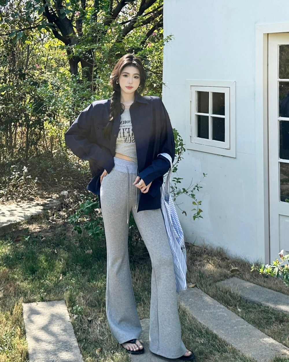 Drawstring Flared Pants